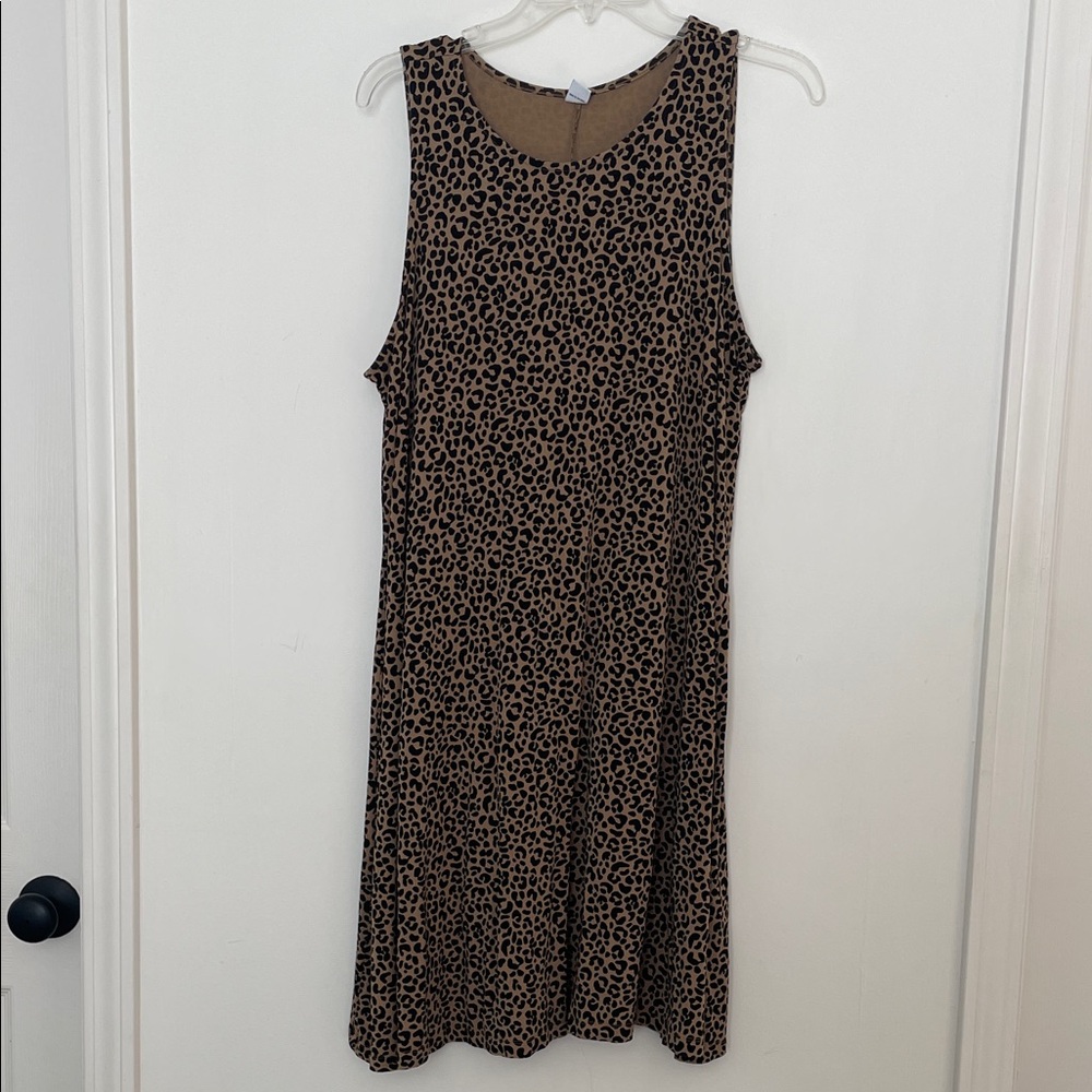 Old Navy Brown Leopard Print Cotton Sleeveless Dress size XL